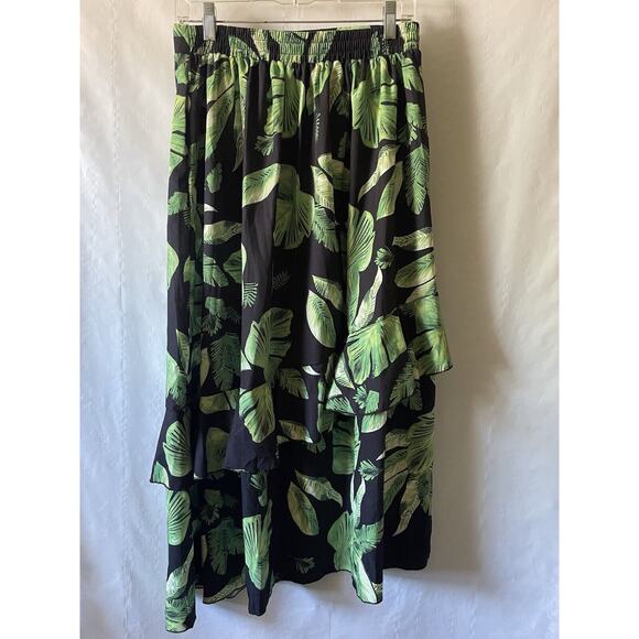 Ezcosplay Women High Waisted Hawaiian Tropical Floral Maxi Skirt Ruffle - Picture 2 of 13